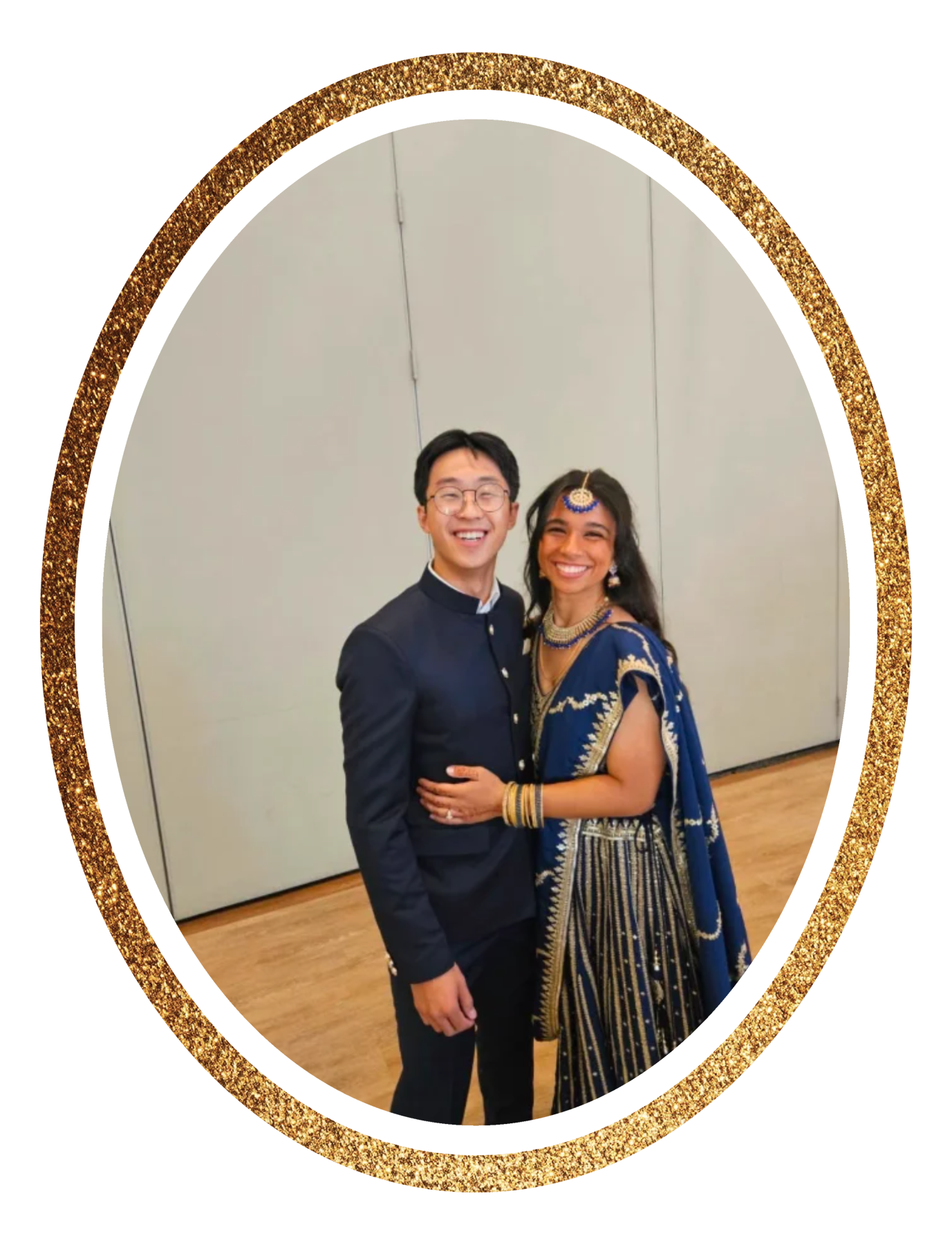 Julie and Isaac in formal attire