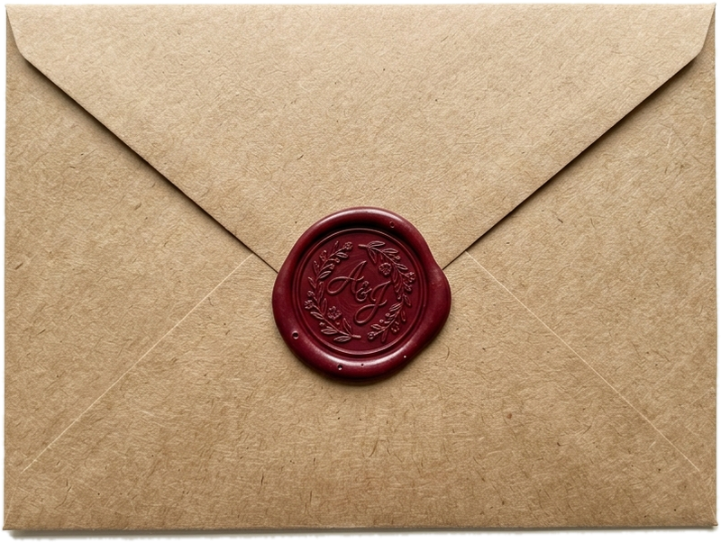 Closed Wedding Envelope with Wax Seal