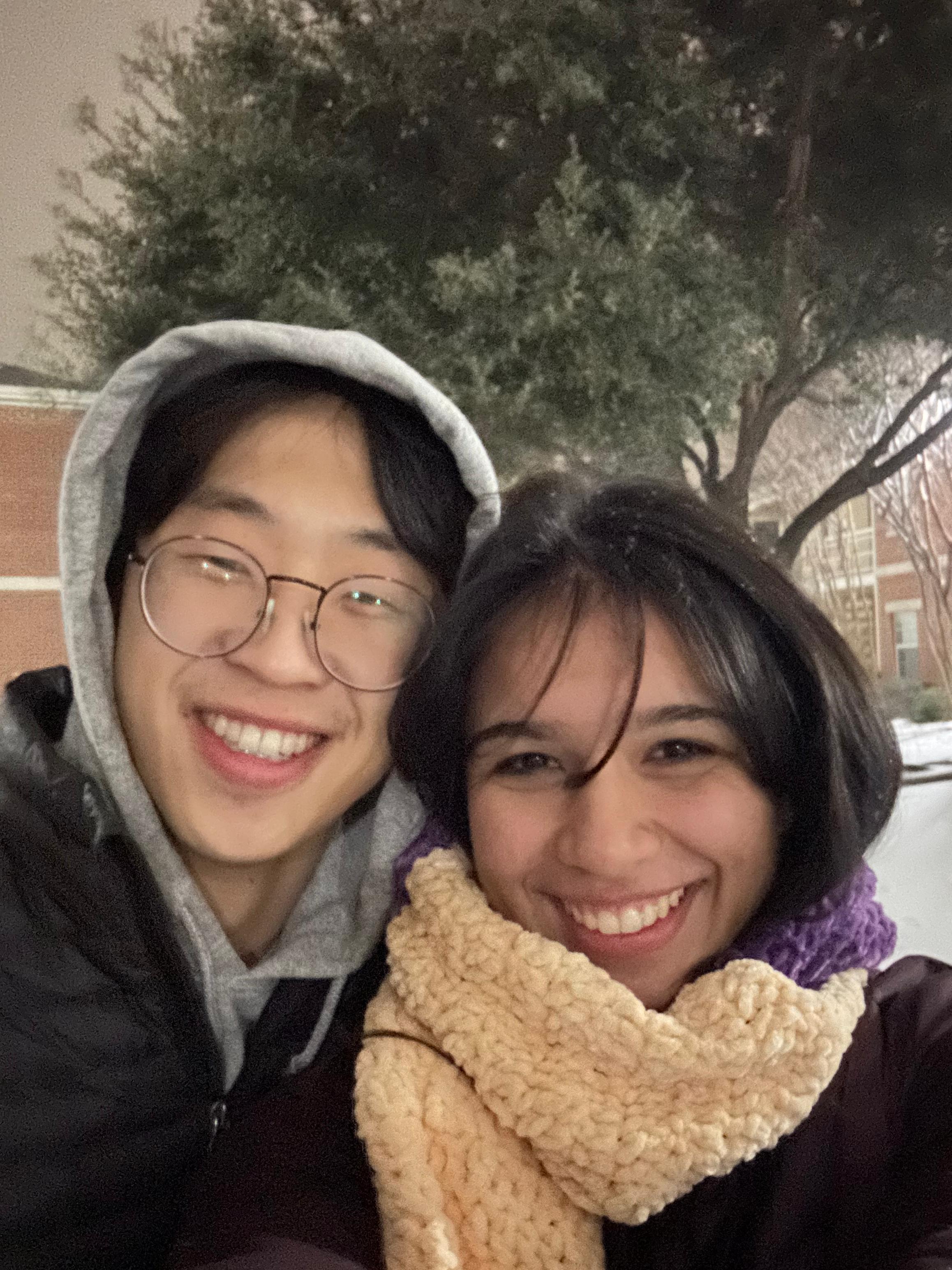 Julie and Isaac in Waco snowstorm